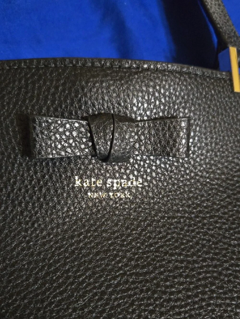 Kate Spade NY large Black Leather Tote with Signature Bow Accent